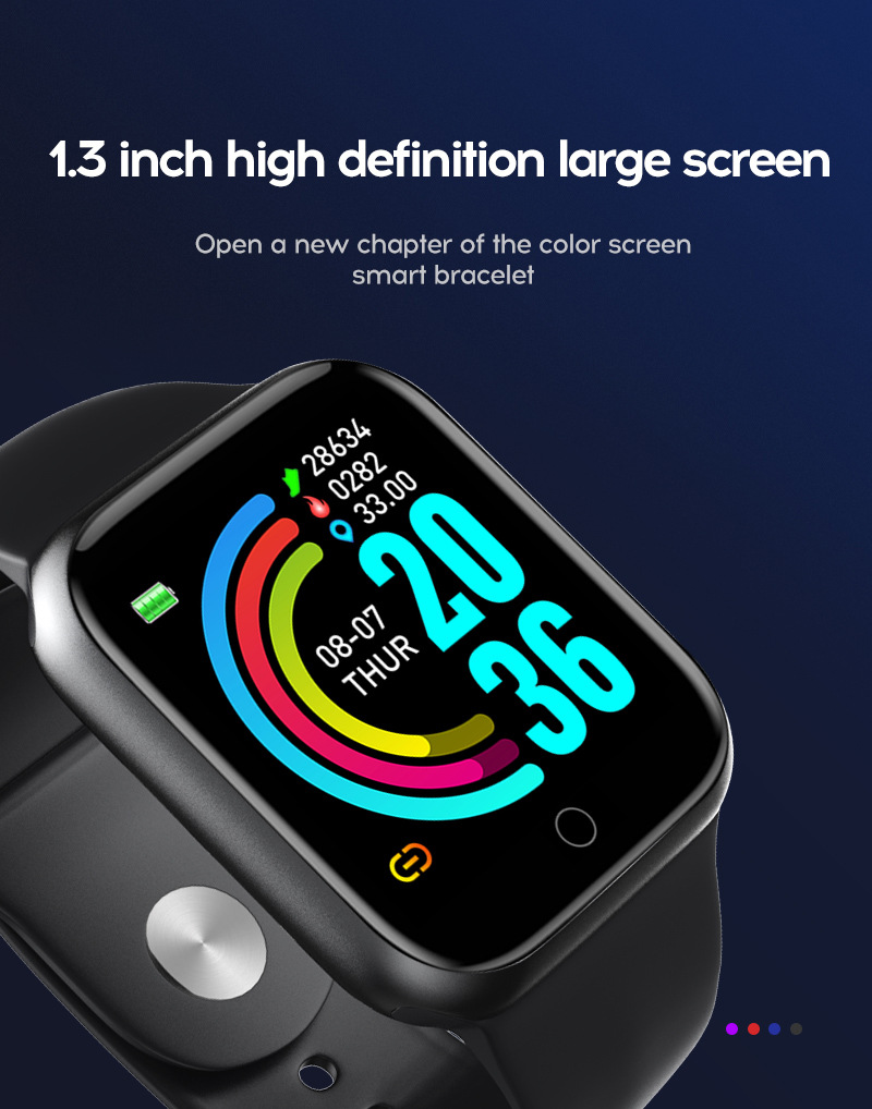Y68 Smart Watch Men Ladies Kid Sports Fitness Tracker Blodtryck Hjärtfrekvens Monitor Damarmband för Android iOS Xiaomi
