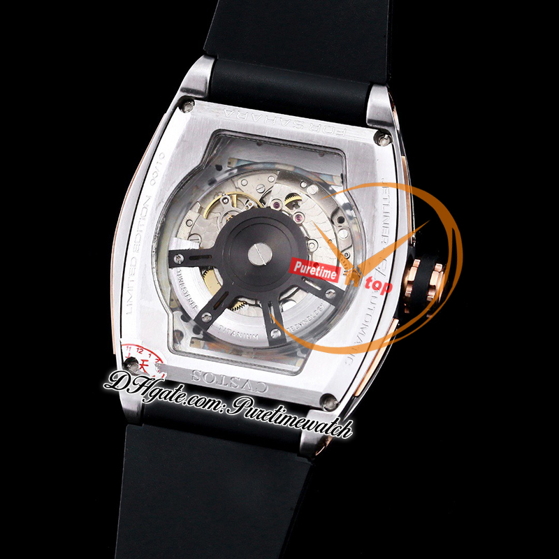 CVSTOSチャレンジRepubliga de Angola自動メンズウォッチスチールケーススケルトンダイヤルラバーストラップ限定版Reloj Hombre Watch