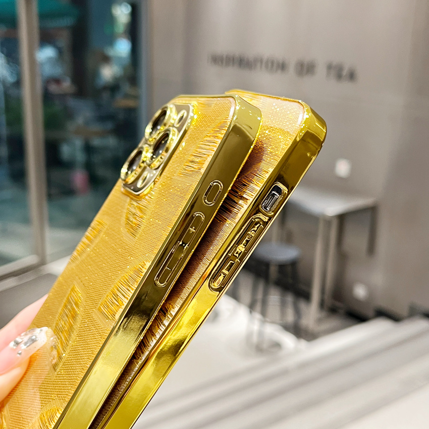 Bolso de diseño 3D chapado en oro hojas funda de teléfono para iPhone 11 12 13 14 15 Pro Max 7 8 Plus X XS XR funda trasera dura de PC Fundas
