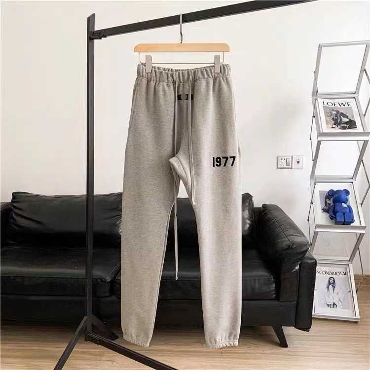 Men`s Pants Plus Plush  Same Style Eighth Season Double Line Long Pants for Men and Women Fgo High Street Loose Casual Hoodie