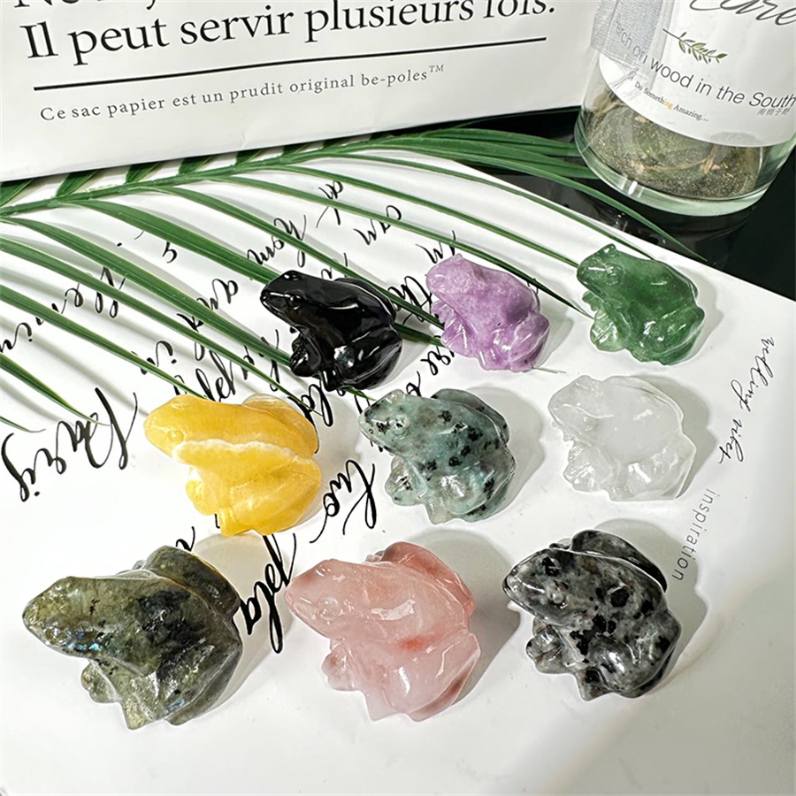 Quartz Carving Kikkervorm Kristal Healing Decoratie Dierlijke Ornamenten Yoga Ambachten Drop Delivery Sieraden.