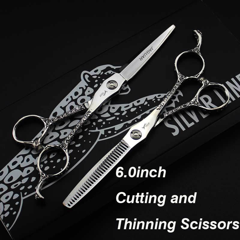 6 Polegada tesoura de cabeleireiro profissional alta qualidade corte cabelo + conjuntos de desbaste tesouras do salão beleza ferramentas barbeiro loja