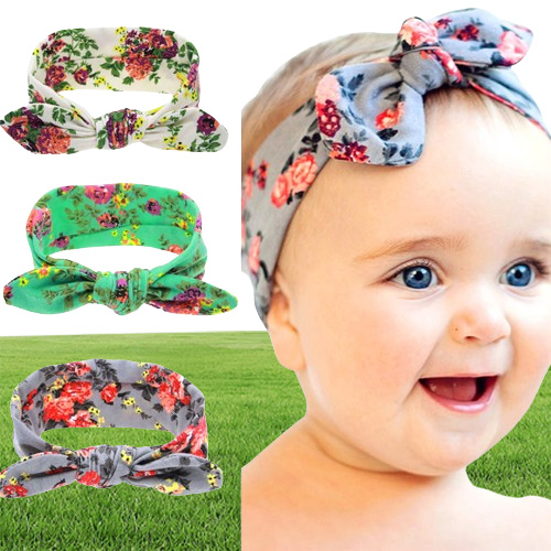 36 cores Bandas de cabeça de bebê Bandas de algodão de flores meninas turbante Twisted Knot Bunny Ear Floral Kids Acessórios de cabelo Plaid Headwear KHA3164705324