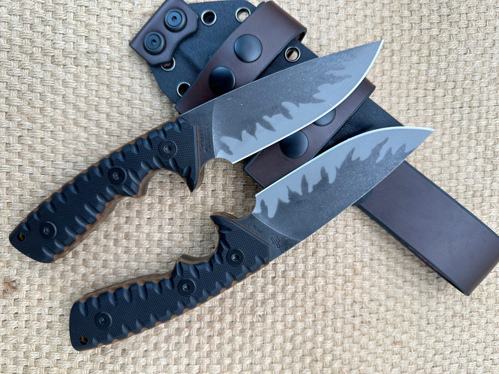 Remise Chaude Couteau droit de survie haut de gamme MBS M27, z-wear pierre de lavage, lame à pointe de goutte, manche G10 complet, couteaux à lame fixe avec cuir Kydex