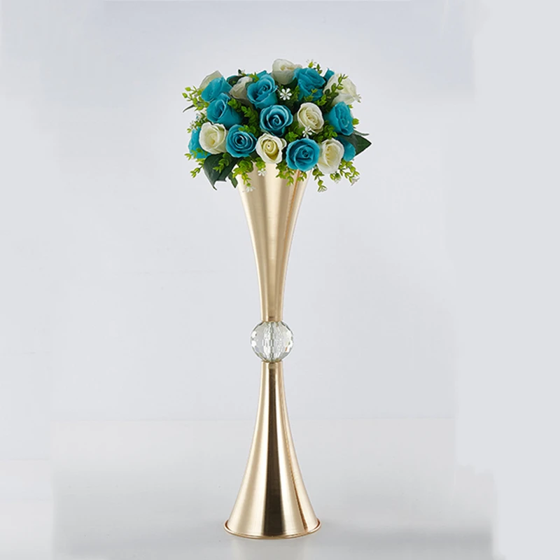 Gouden Vazen Metalen Bloemen Pot Bruiloft Centerpieces Evenement Bloem Weg Lood Voor Thuis Hotel Decoratie 10 stks/partij