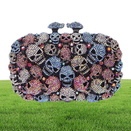 Fawziya Skull Bag Skull Geldbörsen und Handtaschen für Damen Kisslock Crystal Evening Clutch Bags5921333