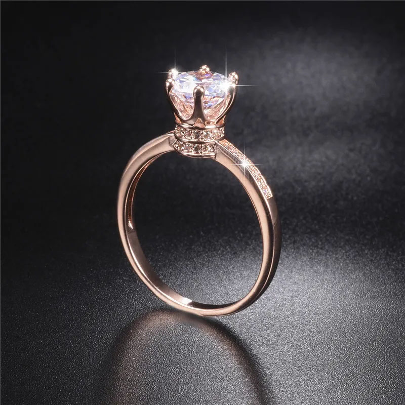 T GG Fashion 925 Silver Wedding Rings for Women Luxury 1.2Ct Birthstone CZ Förlovningsring Krona smycken Storlek 4-10