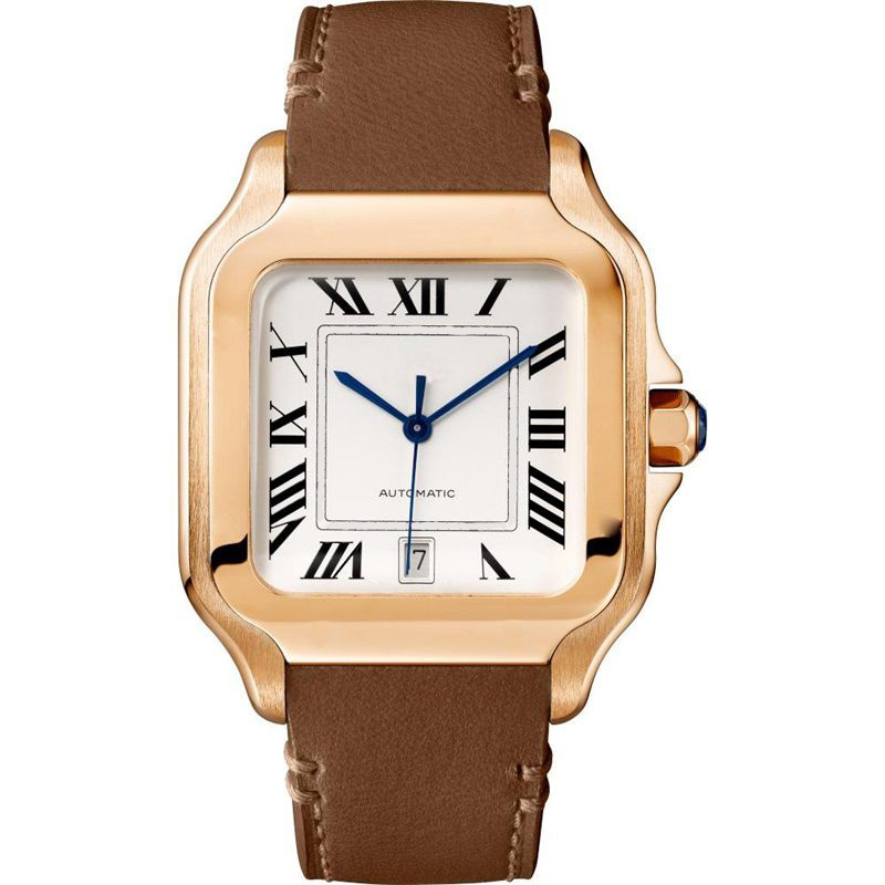 Nova moda masculina relógio elegante e moderno 40mm aço inoxidável/pulseira de couro relógio mecânico automático
