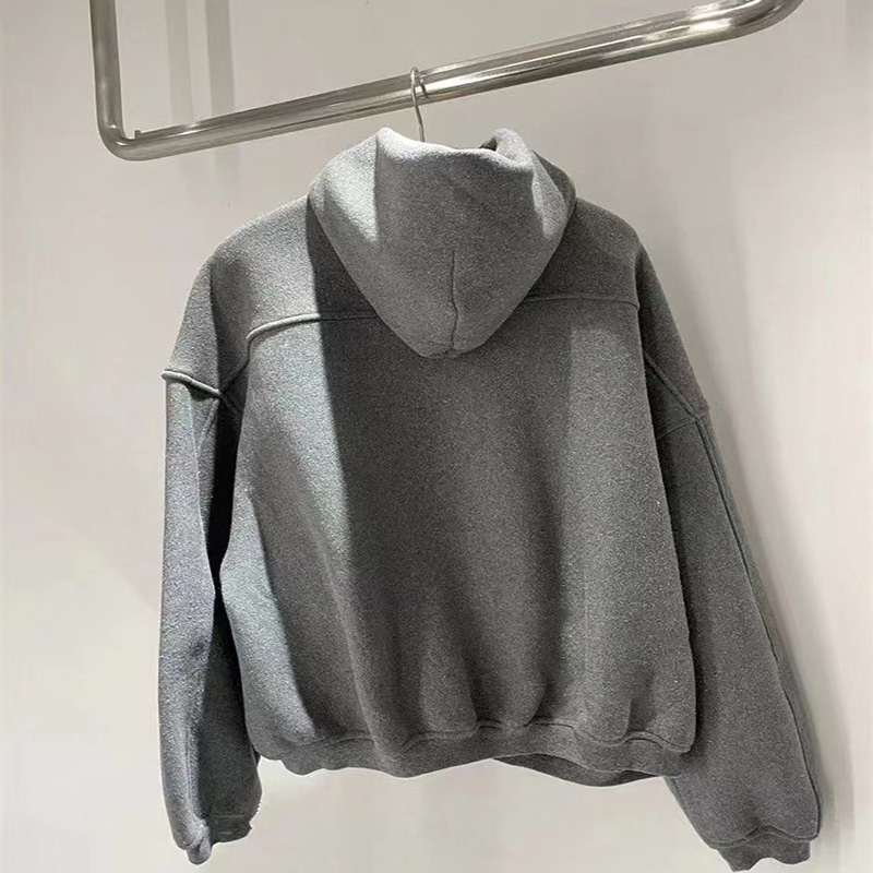 Felpa di design Autunno e inverno Felpa imbottita con cappuccio ampia con glitter grigio fine e cardigan Cappotto sportivo