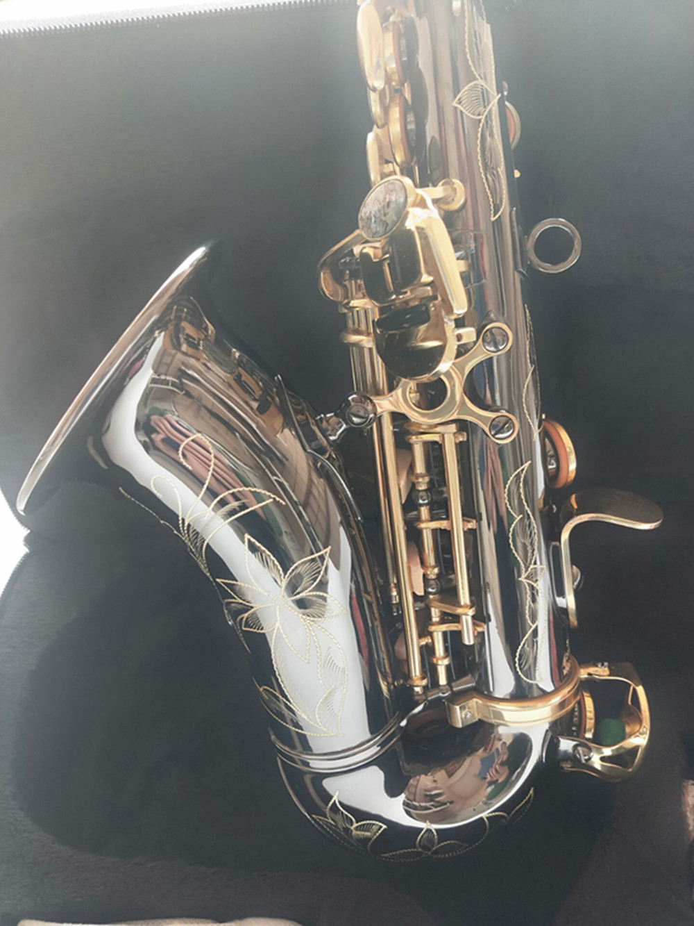 Den nya barnens böjning krökta sopransaxofon S-991 svart nickelguld anpassad märkesvaror för professionell klass gratis frakt