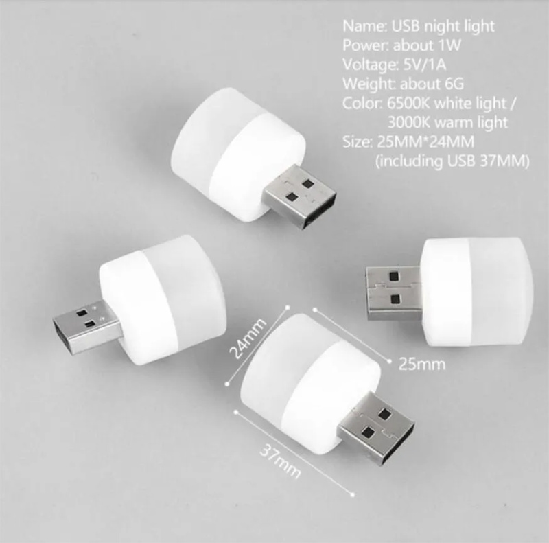 LED -gadget USB Plug Night Lamp Computer Mobile Power Charging Book Lamps LED ÖGONSKYDD LÄSNING LITT RUND LJUS