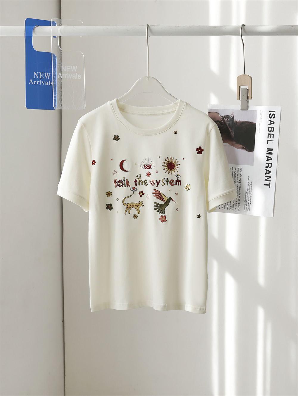 24SS 새로운 Christy Dawn 여성 디자이너 Tshirt 패션 동물 3 차원 자수 티셔츠 100%면 캐주얼 풀버 스포츠 탑 여성 해변 티