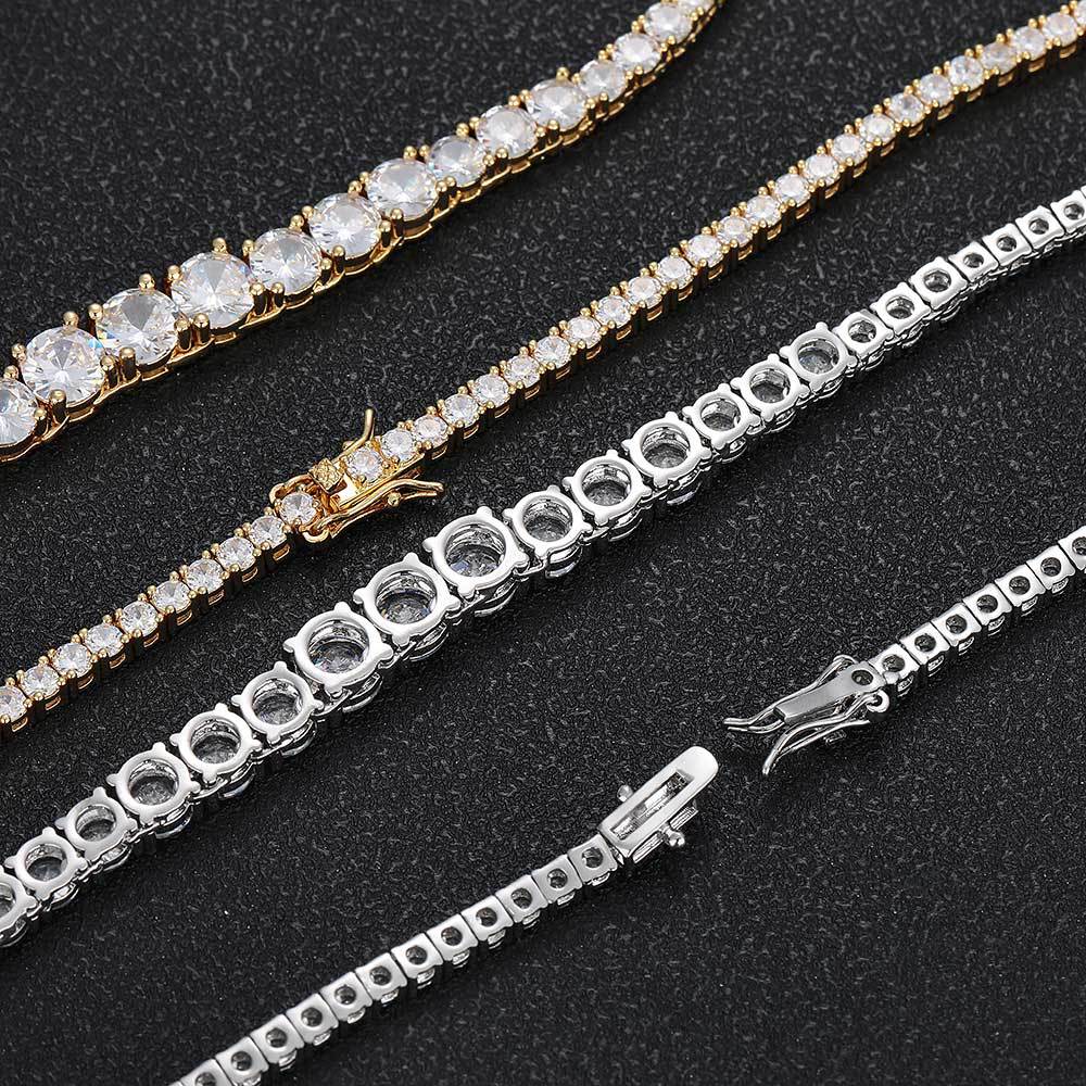 Haute qualité Hip Hop dégradé Zircon taille Tennis chaîne collier hommes chaîne complète 5A T Zircon bijoux