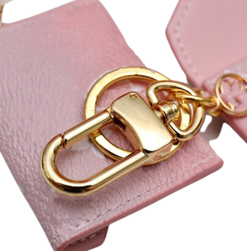 Designer Unisex Letter Wallet Keychains Fashion Purse Pendant Car Key Chain Charm Pink Flower Small Card Bag Keychain Accessories4617018