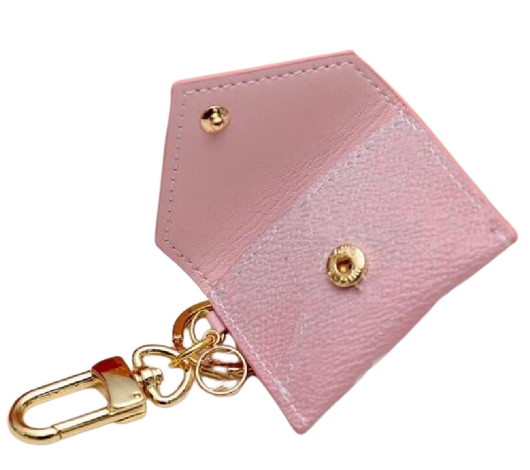 Designer Unisex Letter Wallet Keychains Fashion Purse Pendant Car Key Chain Charm Pink Flower Small Card Bag Keychain Accessories4617018