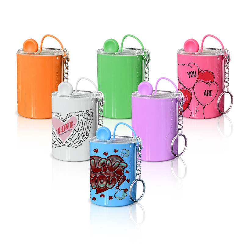 3oz Sublimation Shot Glass With Key Chain 90ML Wine Tumbler Double Wall Stainless Steel Shot Glass Non Vacuum With Lid And Straw for DIY fast