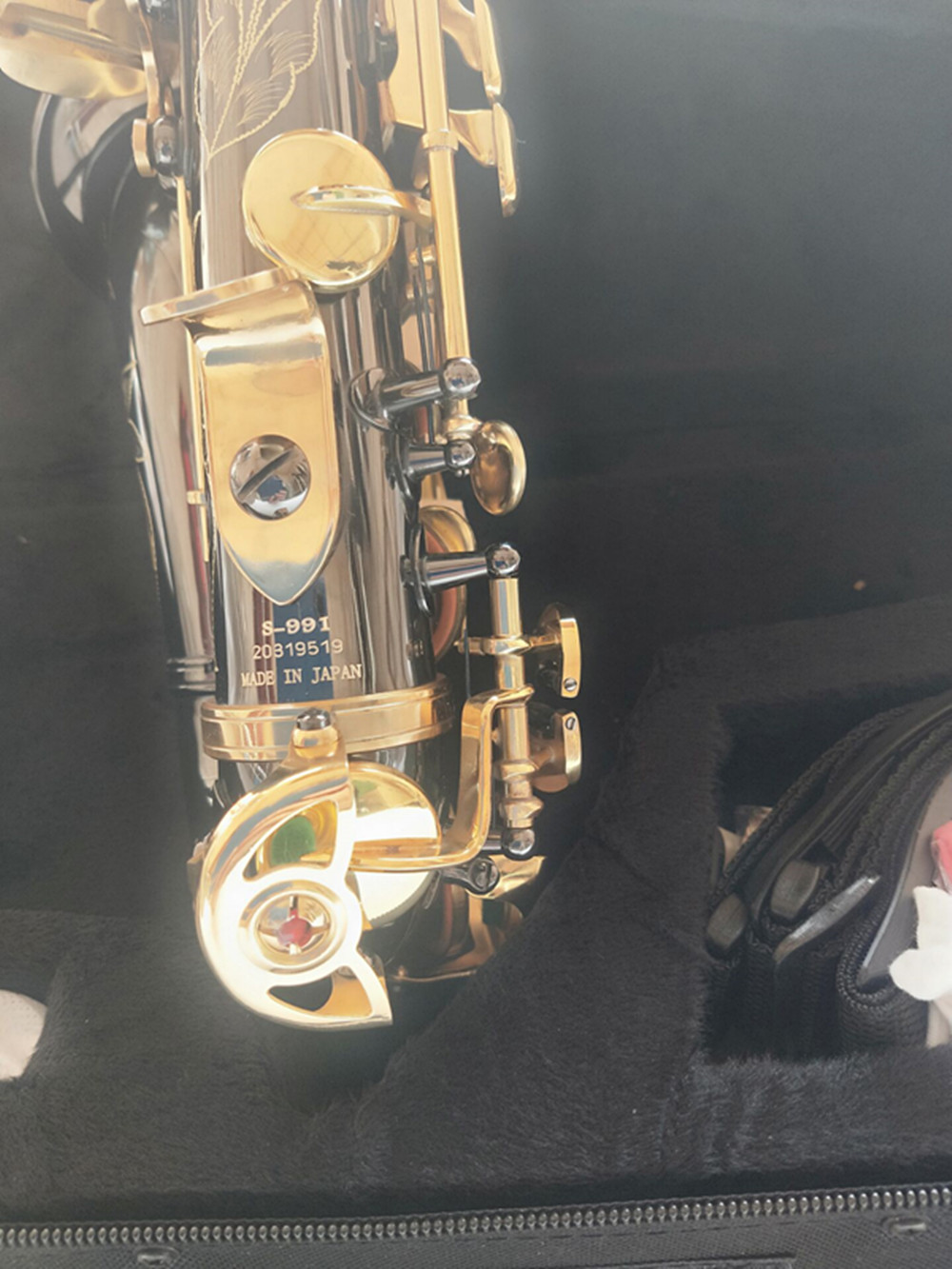 De Nieuwe kinderen buigen gebogen sopraansaxofoon S-991 Zwart nikkel goud Custom Branded professionele kwaliteit instrument Gratis verzending