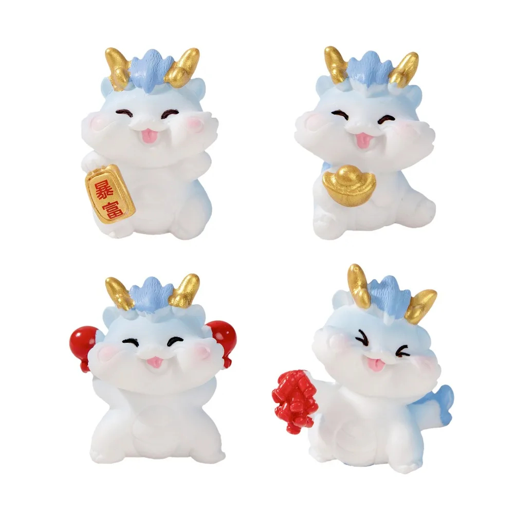 Figurines miniatures de Dragon de dessin animé, cadeaux du nouvel an chinois 2024, Micro ornements de paysage pour décorations de maison, décor de salle