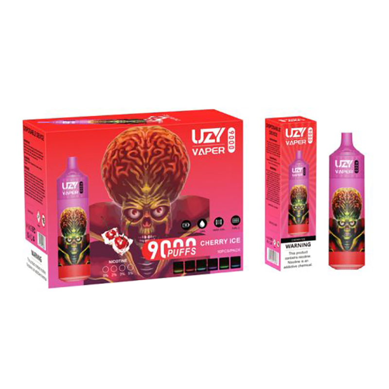 Uzy vaper 9000 descartável vape puff 9k bobina de malha recarregável e cigarros kit design rgb 15 cores 0% 2% 3% 5%