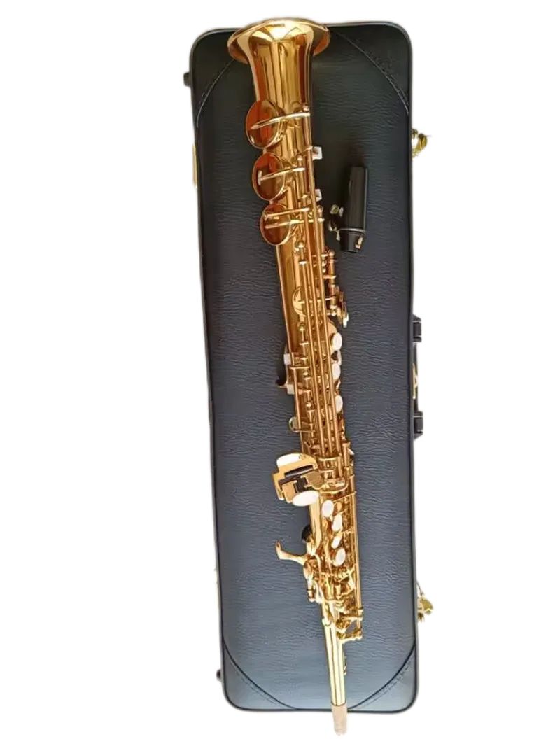 Bästa kvalitet Japan varumärke Soprano Saxophone YSS-82Z Gold Soprano Straight B-flat Sax Professional Musical Instruments Munnstycke med läderfodral gratis vass