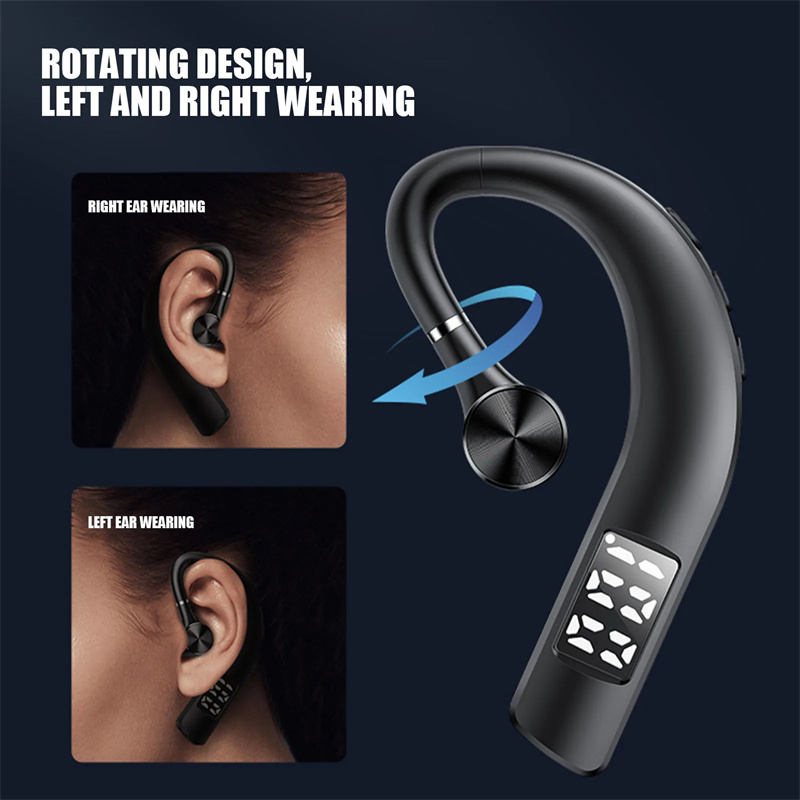 HIGI F19 Bluetooth Headset Wireless BT Earpiece V5.0 Hands-Free Earphones with Built-in Mic for Driving/Business/Office