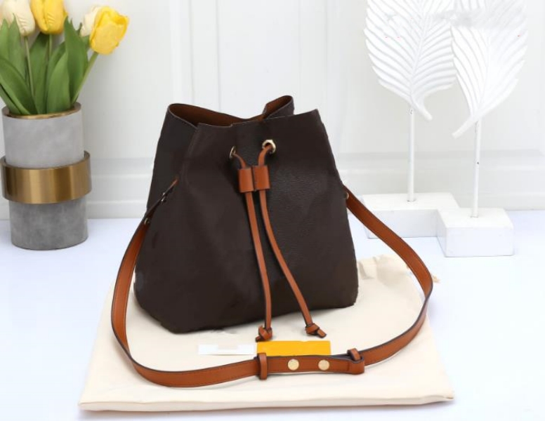 Luxuriöse Damen-Eimer aus echtem Leder, Designer-Tasche mit Kordelzug, geprägte Clutch-Taschen, Riemen, Herren-Cross-Body-Top-Griff, Totes-Handtasche, Schultertaschen