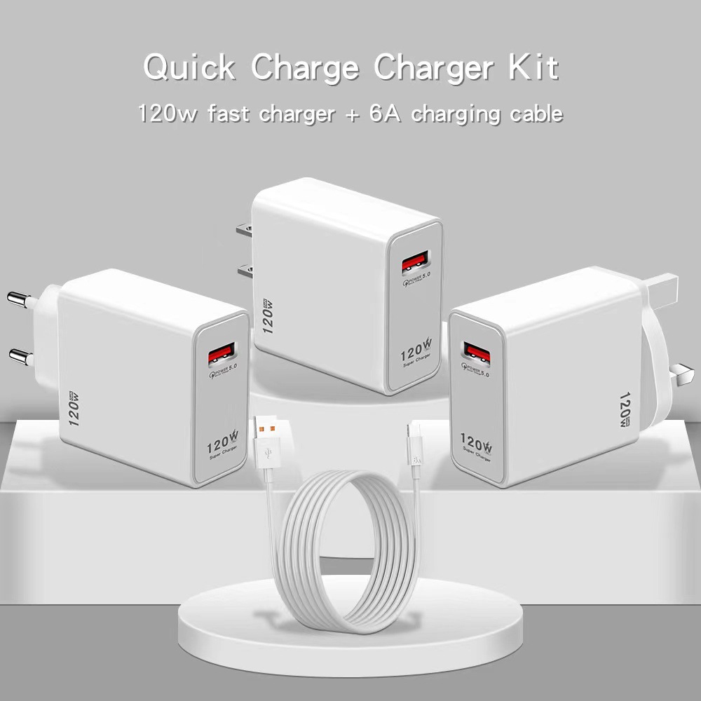 Carregador usb 120w de carregamento rápido qc3.0 usb c tipo c cabo adaptador de carregador de telefone de parede para huawei samsung xiaomi carga rápida