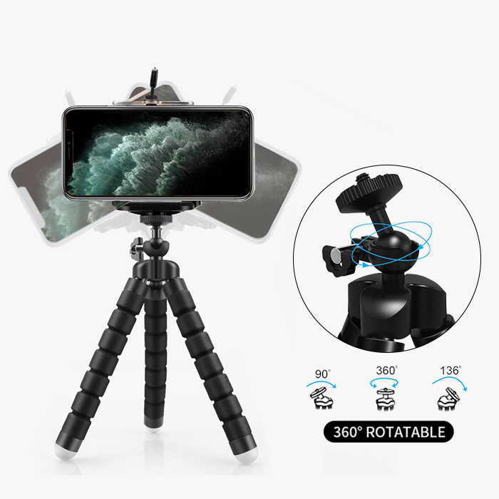 CASEiST Mini Tripé Esponja Octopus Flexível Suporte Móvel Universal Suporte para Montagem Selfie Suporte Preguiçoso Câmera Smartphone com Clipe Gravação de Vídeo Portátil para iPad