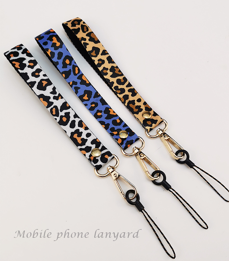 Cell Phone Straps Charms Hanging Chain Leopard Crossbody Durable Camera Strap Long Pendant Wrist strap Mobile Lanyard Key Antilost Neck Belt Outdoor Rope