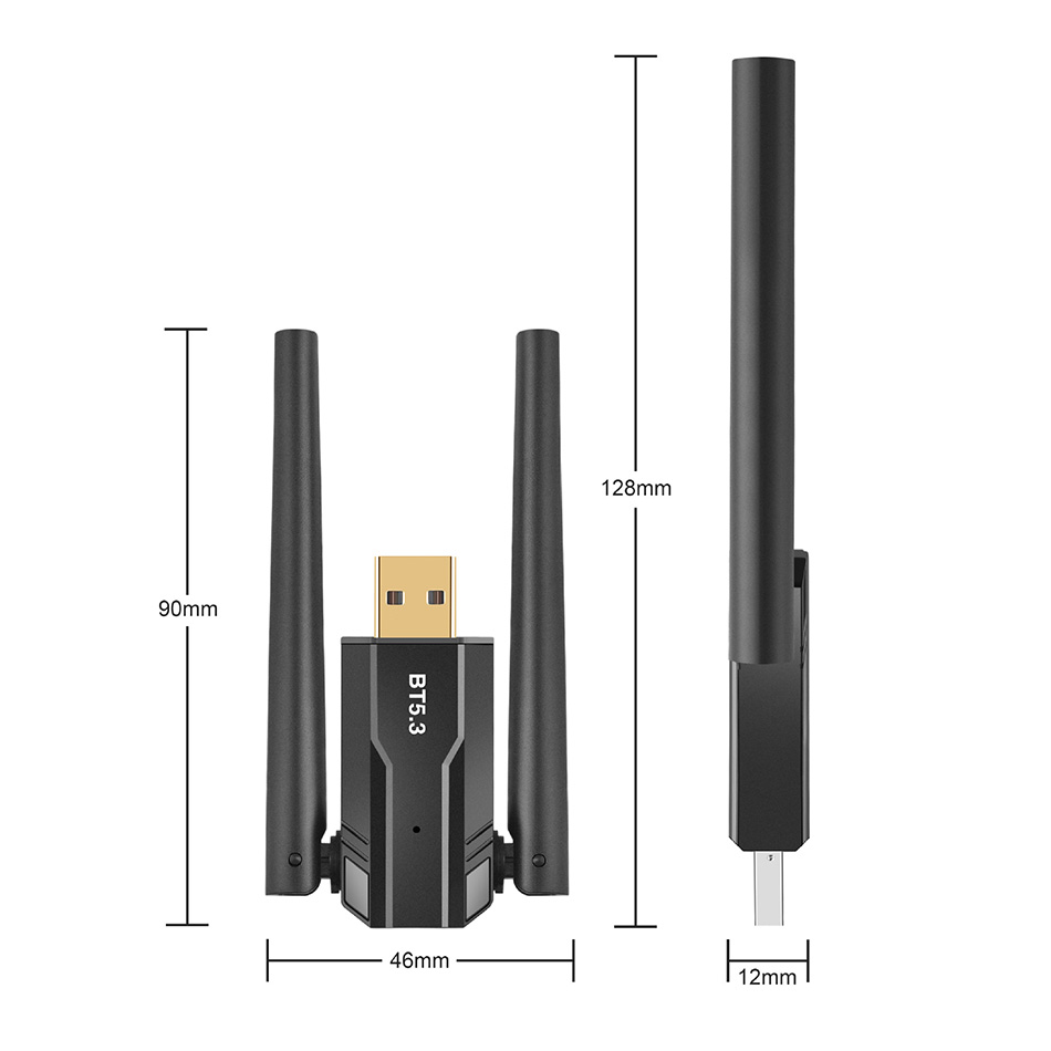 150 m adapter Bluetooth Bezpłatny sterownik USB Bluetooth 5.3 Dongle na komputery Windows 11/10/8.1 Myszy klawiatura