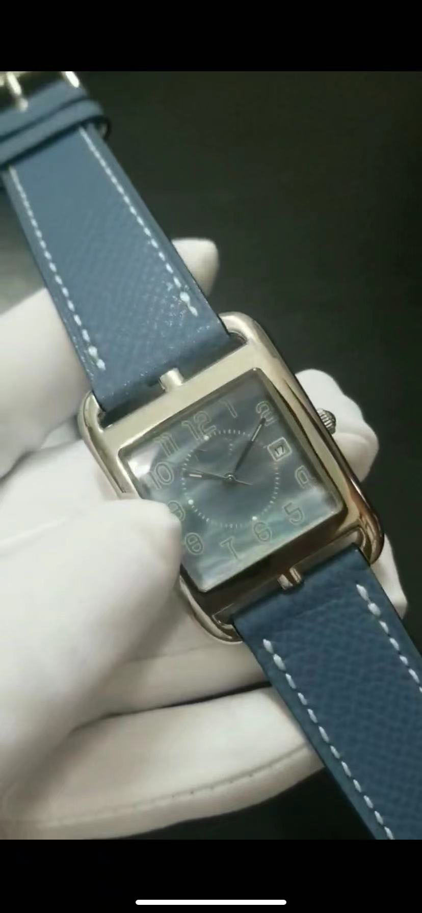 Orologio da donna al quarzo con cintura di mucca con motivo litchi marrone a forma di H ad alta bellezza a forma di 37