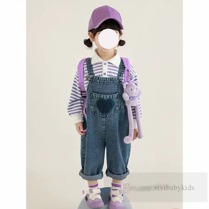 Mädchen lieben Herz-Stickerei-Denim-Overall 2024 Frühling Kinder Cowboy-Hosenträgerhosen Valentinstag Kinder Freizeithosen Z6500