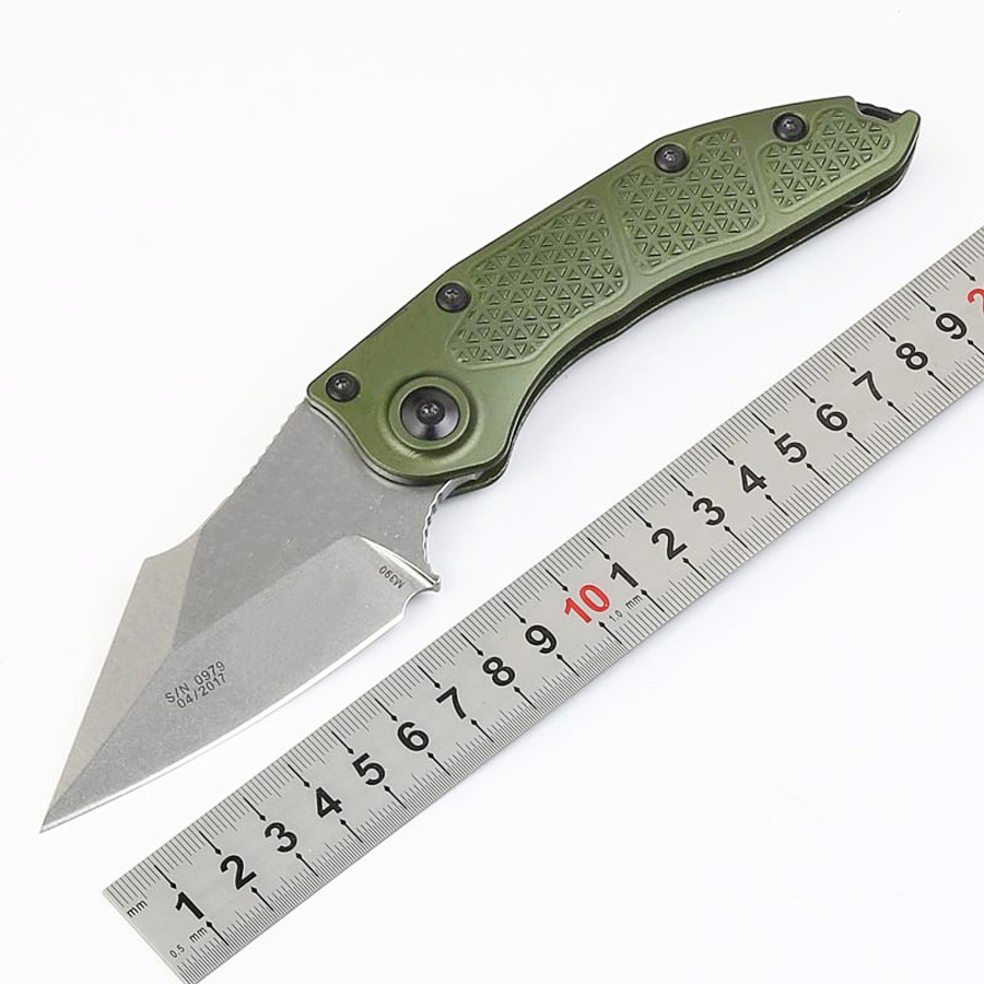 New Arrival Stitch-A Auto Tactical Folding Knife D2 Stone Wash Blade Green T6061 Handle Outdoor EDC Pocket Knives EDC Gear