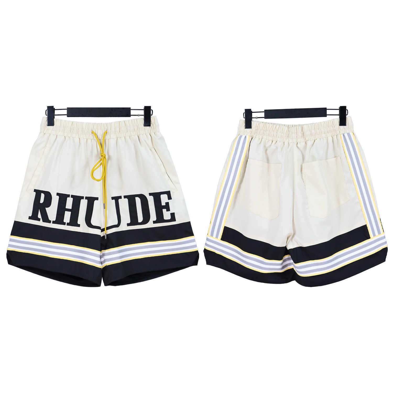 Printemps et hommes lettre épissure ruban brodé été décontracté lâche cinq points Shorts