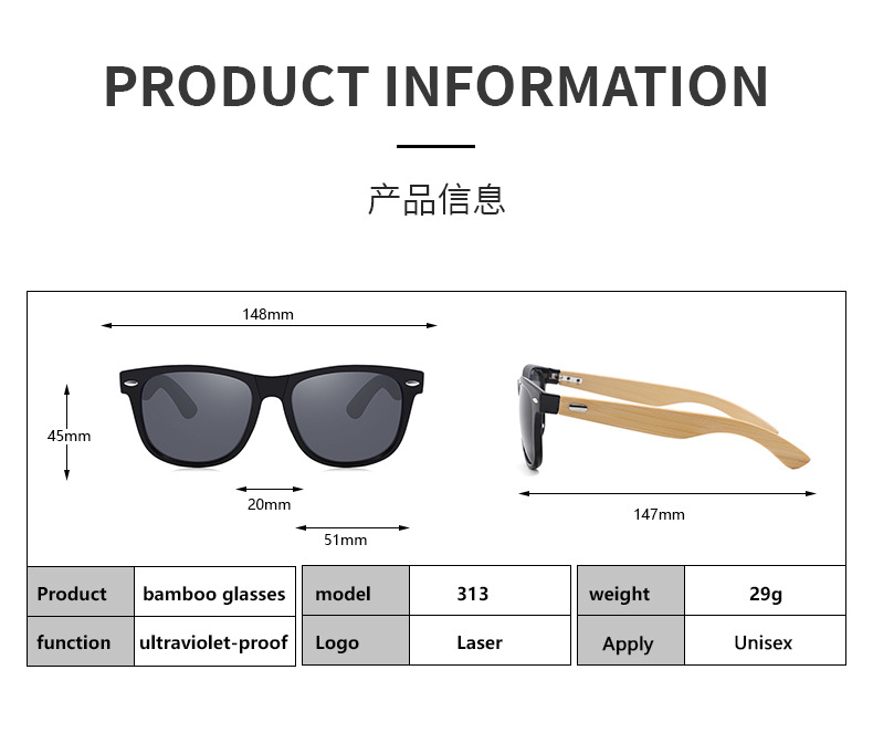 Occhiali da sole polarizzati moderni in legno - Montatura alla moda in stile cool con asta in legno uomini e donne, regali perfetti