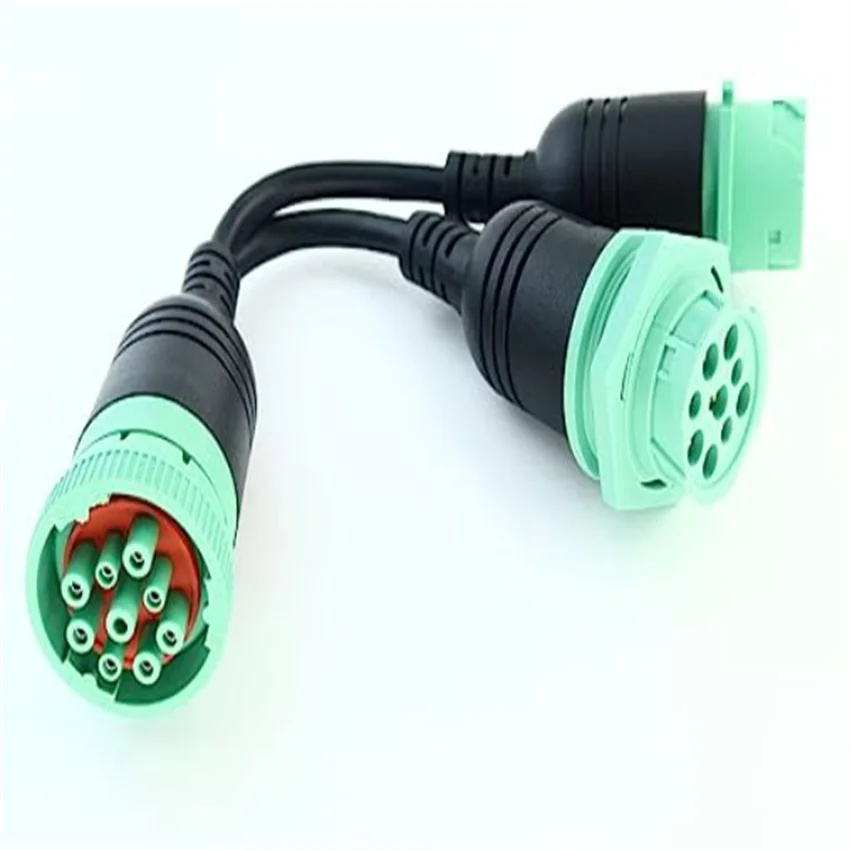 J1939 Type 2 Splitter Y Cable 1 Male to 2 Femane 9-Pin Connector 0.3m Line Heavy Card