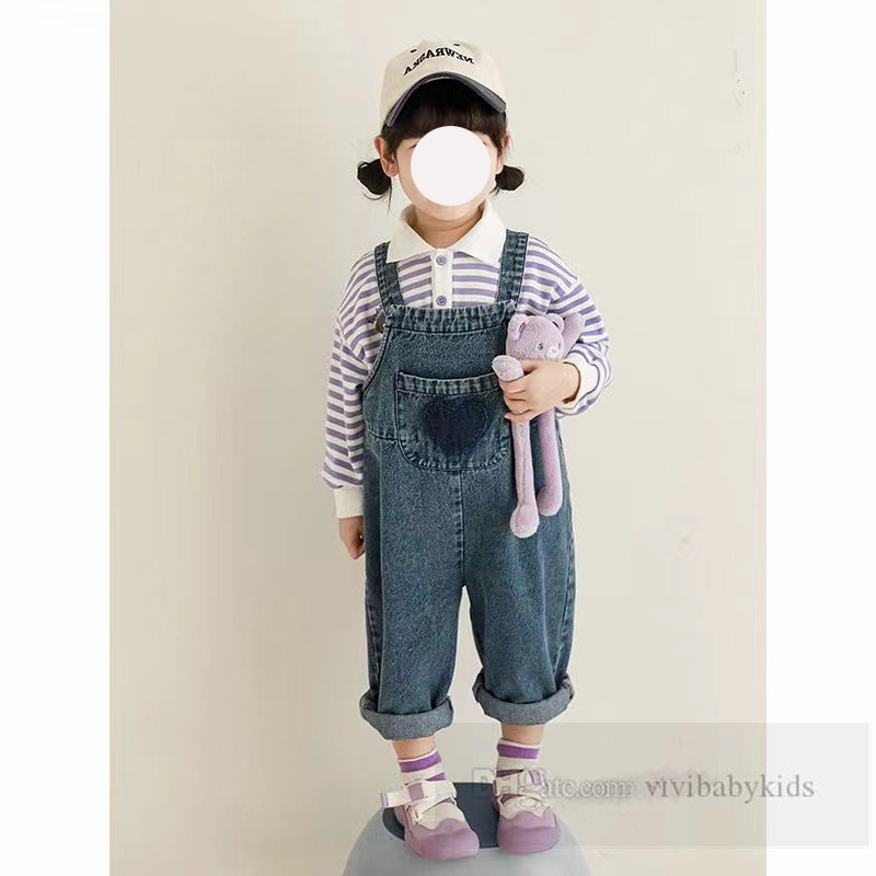 Mädchen lieben Herz-Stickerei-Denim-Overall 2024 Frühling Kinder Cowboy-Hosenträgerhosen Valentinstag Kinder Freizeithosen Z6500