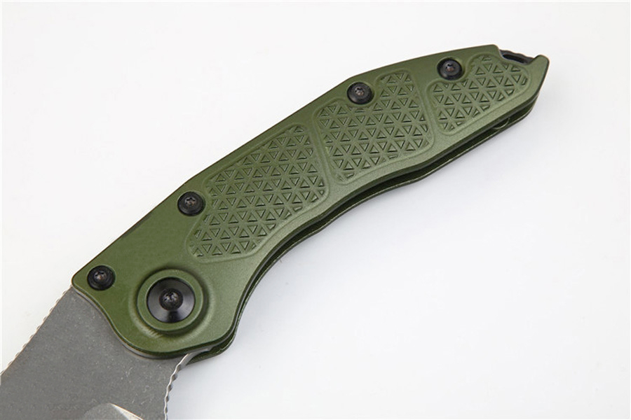 Nieuwe Collectie Stitch-A Auto Tactische Zakmes D2 Stone Wash Blade Groen T6061 Handvat Outdoor EDC Zakmessen EDC Gear