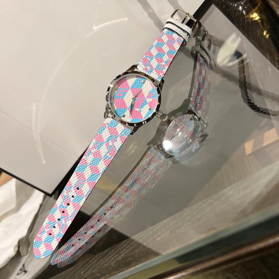 Moda All Marka Watch Women's Girls Renkli Karikatür Tarzı Deri Kayış Kuvars Lüks Saat G169