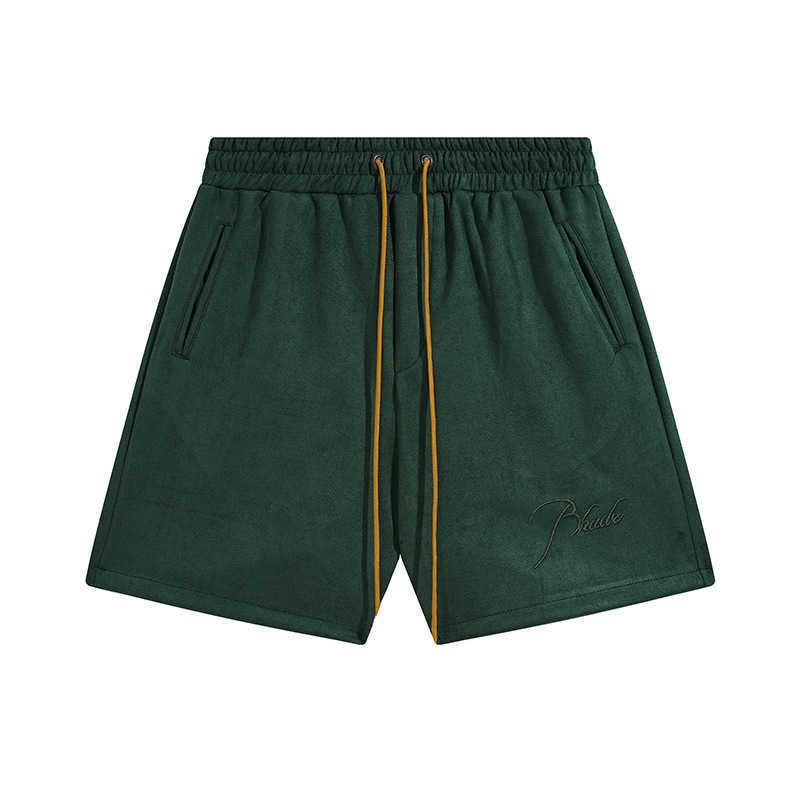 Bordado carta cor sólida cordão shorts americano rua moda marca solta casual esportes capris verão masculino