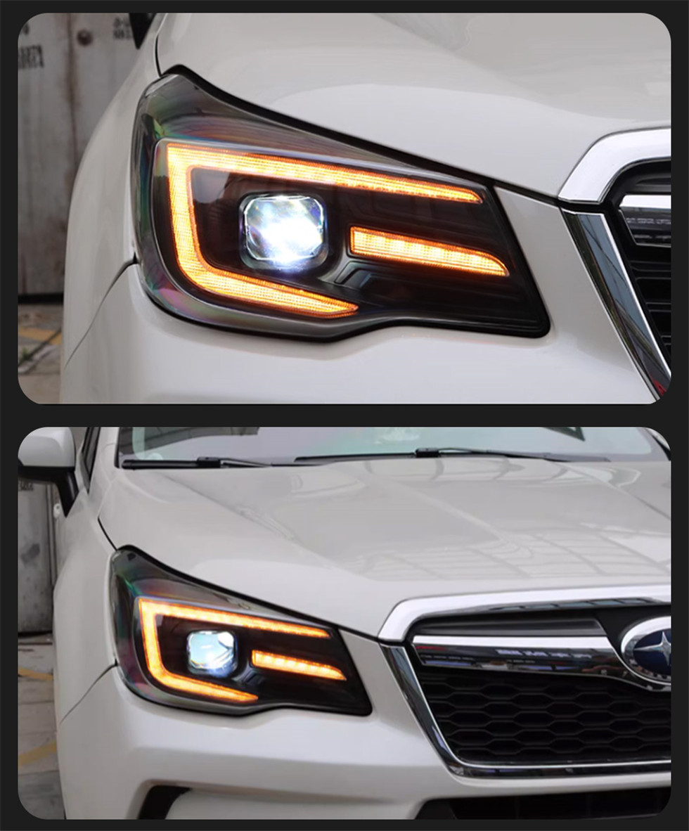 Head Lamp för Subaru Forester-strålkastare 2013-20 16 Uppgraderingsstyling LED Daytime Lights DRL Turn Signal High Beam