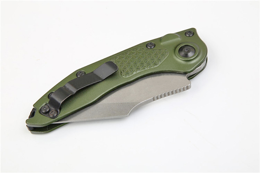 New Arrival Stitch-A Auto Tactical Folding Knife D2 Stone Wash Blade Green T6061 Handle Outdoor EDC Pocket Knives EDC Gear