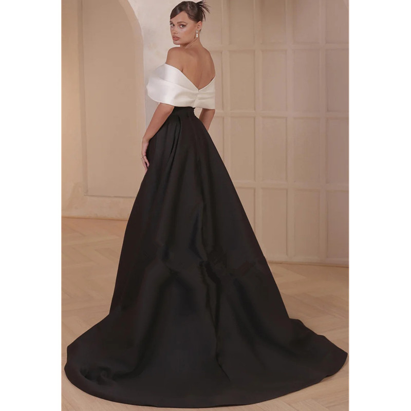 Chic A-Line Evening Dresses Off the Shoulder Satin Floor-Length Prom Dress Saudi Arabia Party Gown Plus Size Custom Size