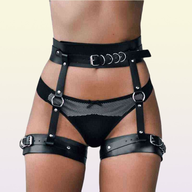 Nxy Sm Bondage Women Leather Bdsm Leg Harness Garter Belts Erotic Adult Sex Products 2204269548325