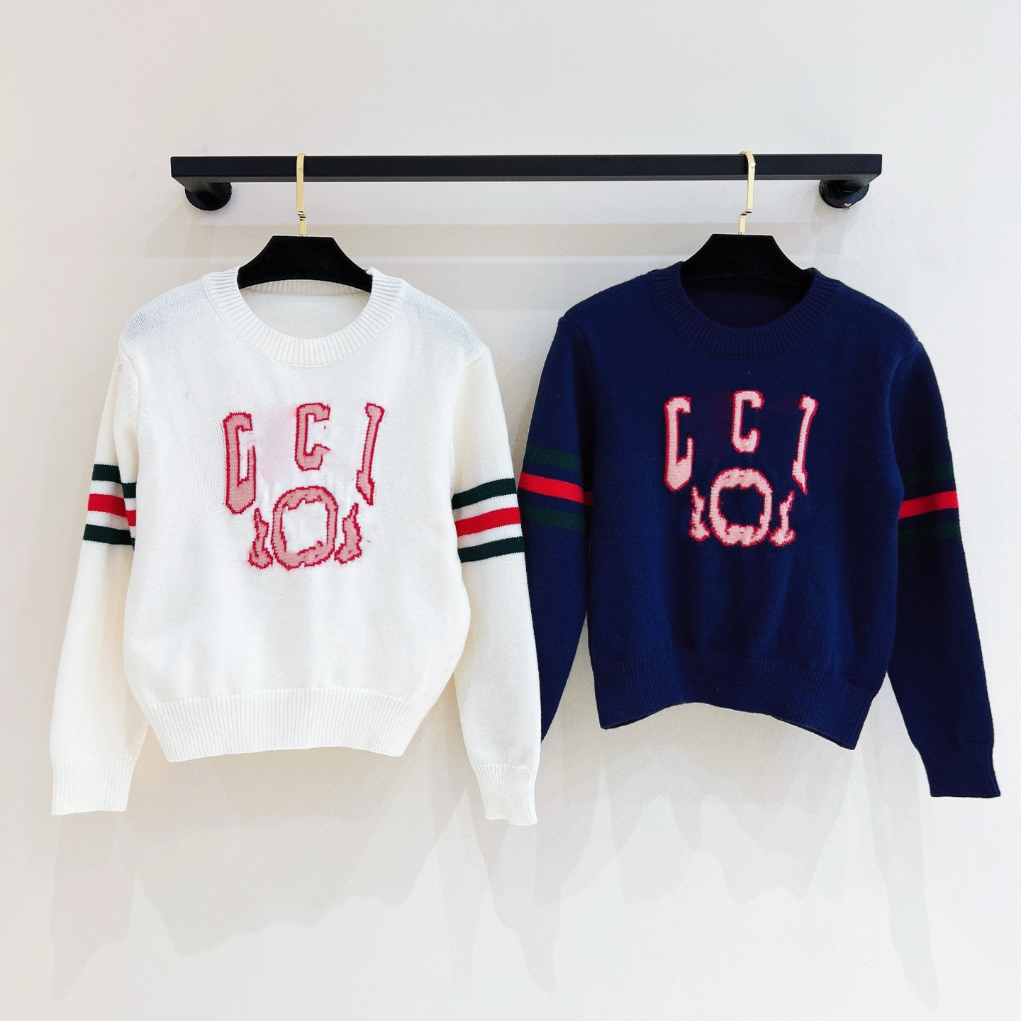 Designer knitwear jacquard letters logo sweet sister style autumn and winter ladies round neck long-sleeved knitted tops