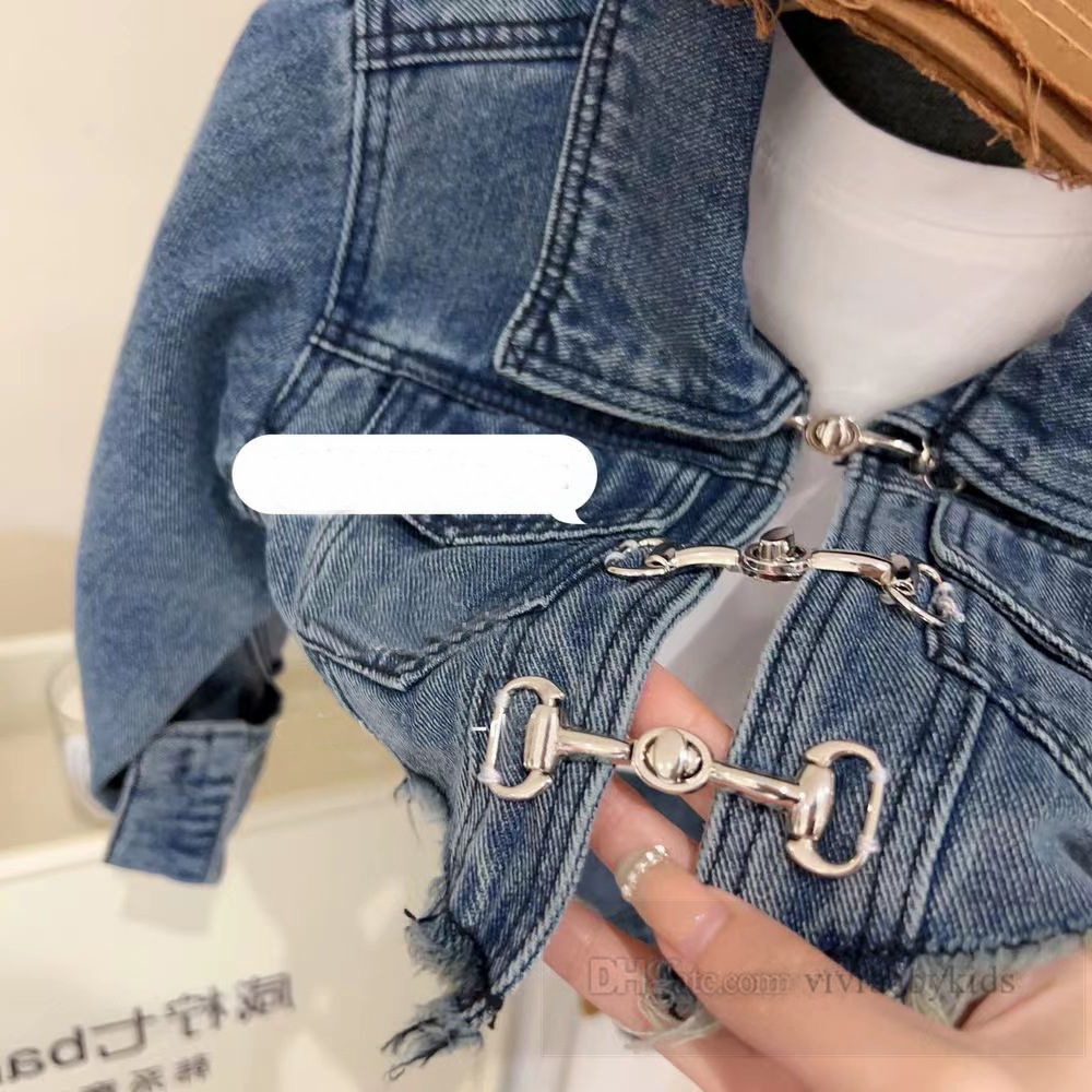 2024 Spring Kids Denim Clothes Set Girls Lapel Long Sleeve Cowboy Jacket Single Breasted kjolar 2st Fashion Children Casual Outfits Z6502