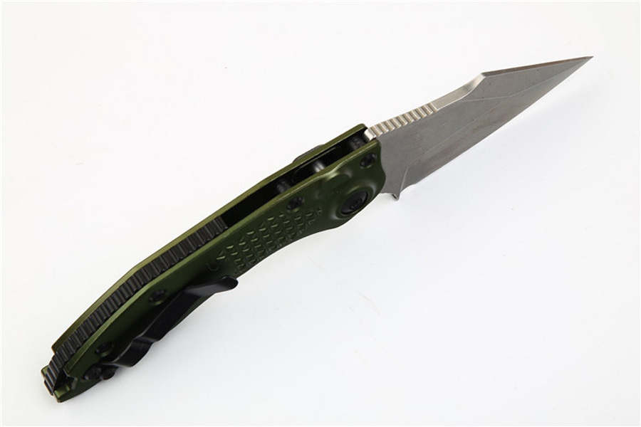 Nowy przylot ściegu-A auto taktyczne składanie noża D2 Stone Wash Blade Zielony T6061 Uchwyt Outdoor EDC Pocket Knory EDC Gear