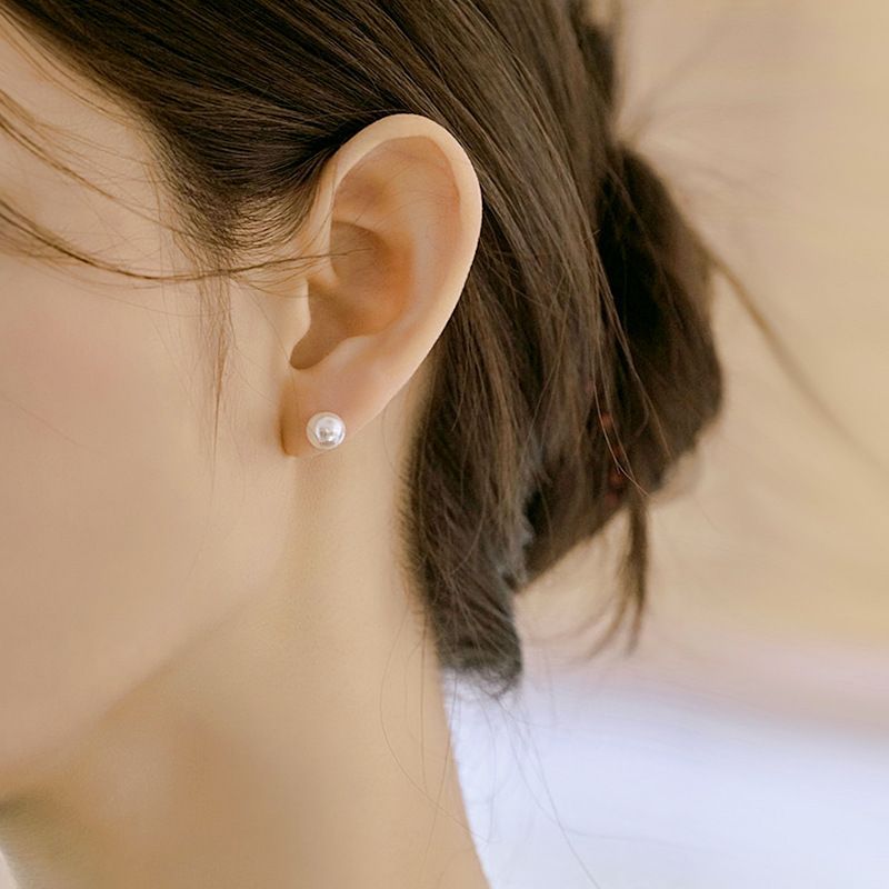 Orecchini a bottone geometrici con perle rotonde di design le donne Gioielli semplici e alla moda coreani versatili