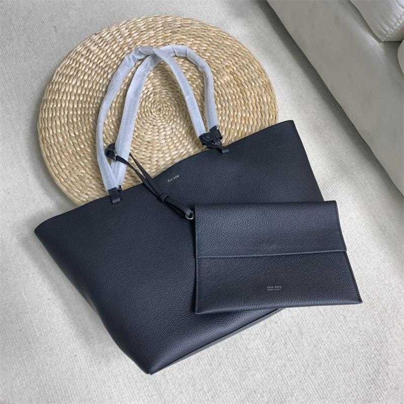 Pure Original The * Row Litchi Pattern Genuine Leather Fashion Tote Bag Tongzi Mother Bag Handheld Shoulder Bag 240104