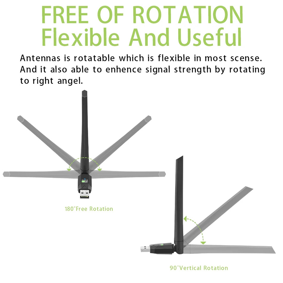 Adattatore Wi-Fi AC Bluetooth 5.0 USB 600Mbps 2 in 1 Antenna Wi-Fi 2.4G 5GHz Dual Band 802.11ac Mini ricevitore scheda di rete computer wireless